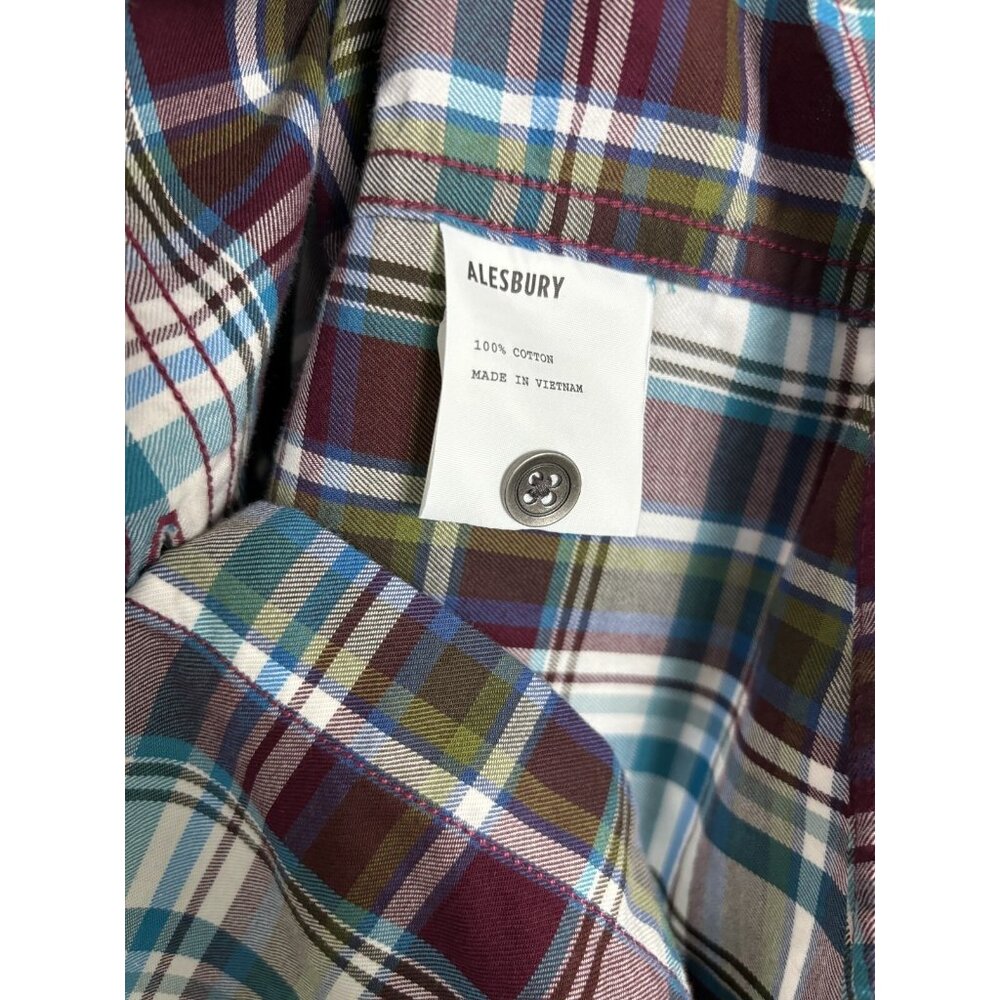 Alesbury Mens Plaid Short Sleeve Pockets Button Up Shirt Medium Multicolor NWT's - Picture 6 of 7
